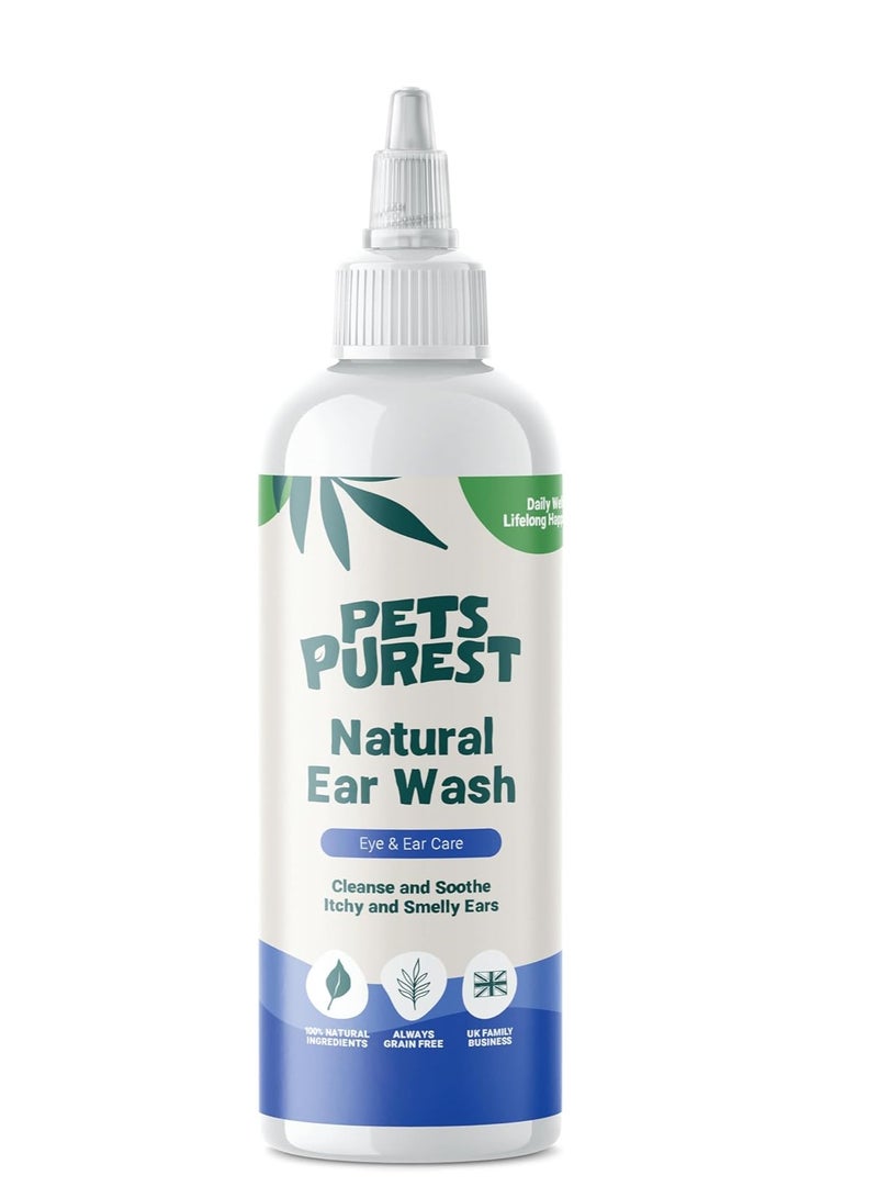 منظف ​​أذن الكلاب من Pets Purest قطرات أذن موصى بها من قبل الأطباء البيطريين في المملكة المتحدة للكلاب لإيقاف اهتزاز الرأس والحكة في الأذنين والشمع ذي الرائحة الكريهة محلول تنظيف طبيعي 100% مضاد للفيروسات ومضاد للفطريات 250 مل - Image 1