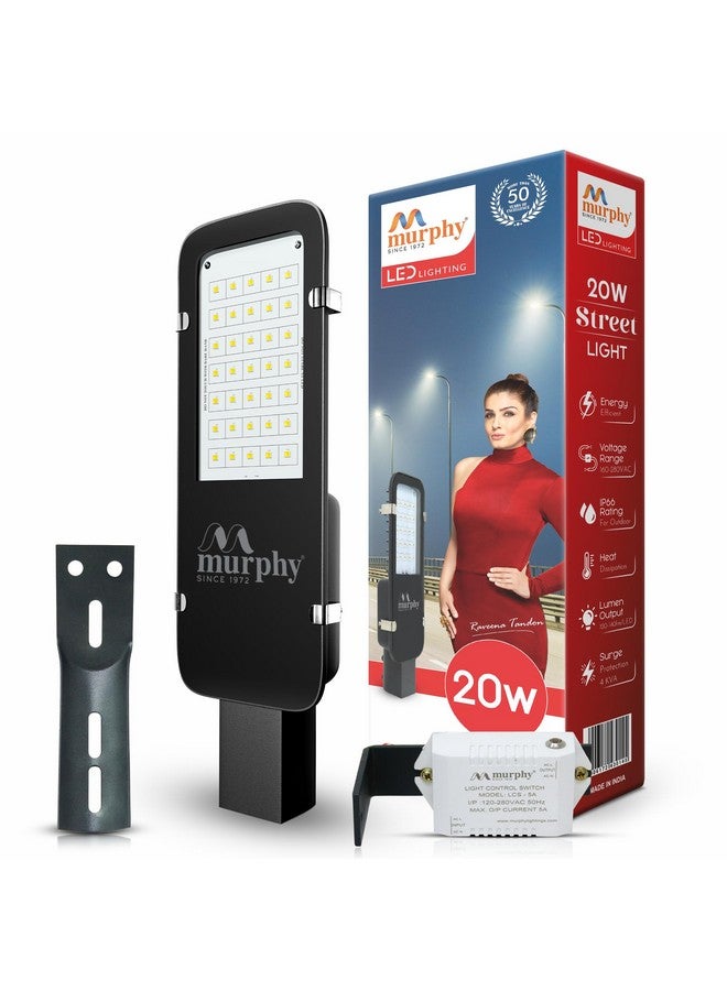 Murphy LED 20W Dusk to Dawn Auto Day/Night ON/Off Street Light, IP-65 Outdoor Light (Cool White, Pack of 1, Aluminum) - Image 1