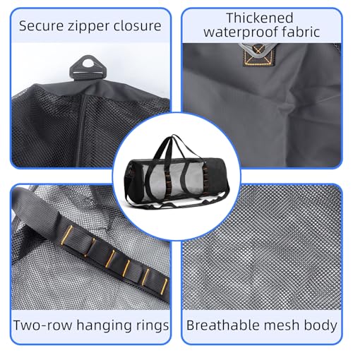 Klmnop Large Mesh Dive Bag, Scuba Gear Bag Duffle Dive Case with Waterproof Phone Pouch and Adjustable Shoulder Strap for Diving Equipment Snorkeling Gear(Black) - Image 3