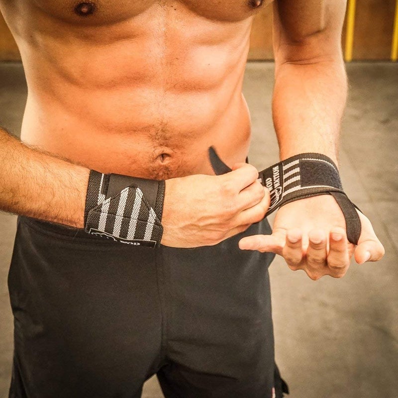 WOD Nation Wrist Wraps - 12-Inch, Black & Grey - Gym Wrist Straps & Lifting Straps for Strength Training & Weightlifting Support, Thumb Loop & Hook & Loop Closure - Image 3