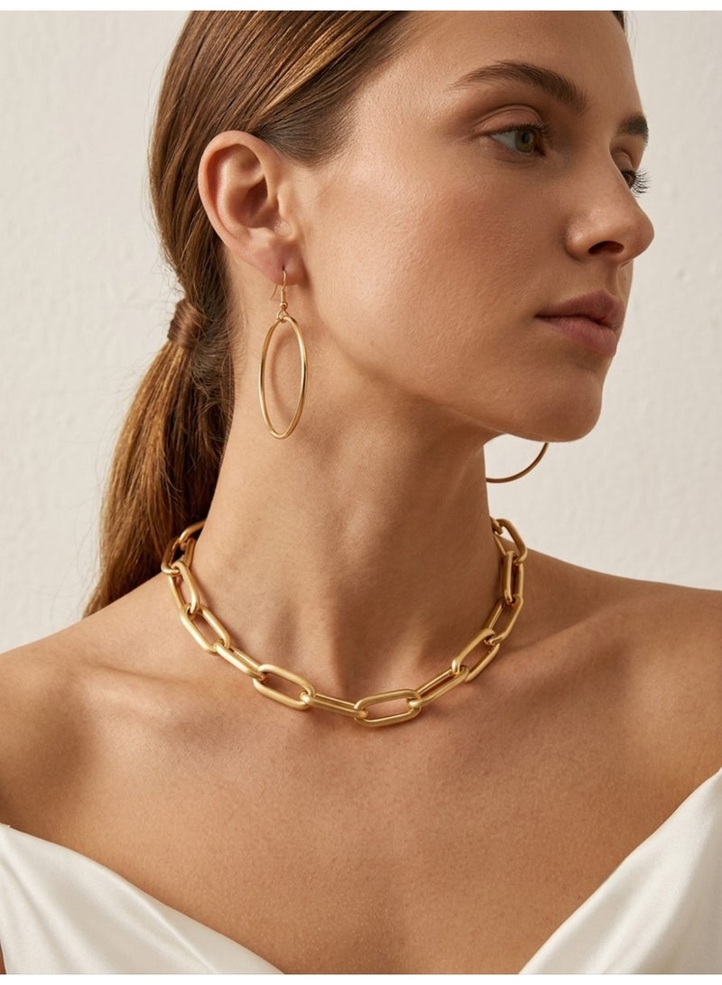 Julia Store 18K Gold Plated Stainless Steel Aesthetic Exquisite Luxury Elegant Dainty Cute Trendy Hypoallergenic Waterproof Geometric Double Circle Round Hollow Big Dangle Drop Earrings Jewelry Gift For Women - Image 4
