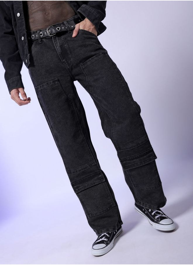 The Indian Garage Co Men Baggy Solid Mid-Rise Carpenter Utility Denim  - Image 1