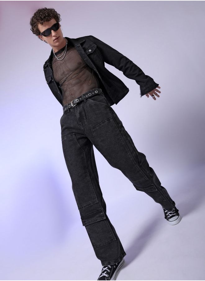 The Indian Garage Co - Men Baggy Solid Mid-Rise Carpenter Utility Denim - Image 1