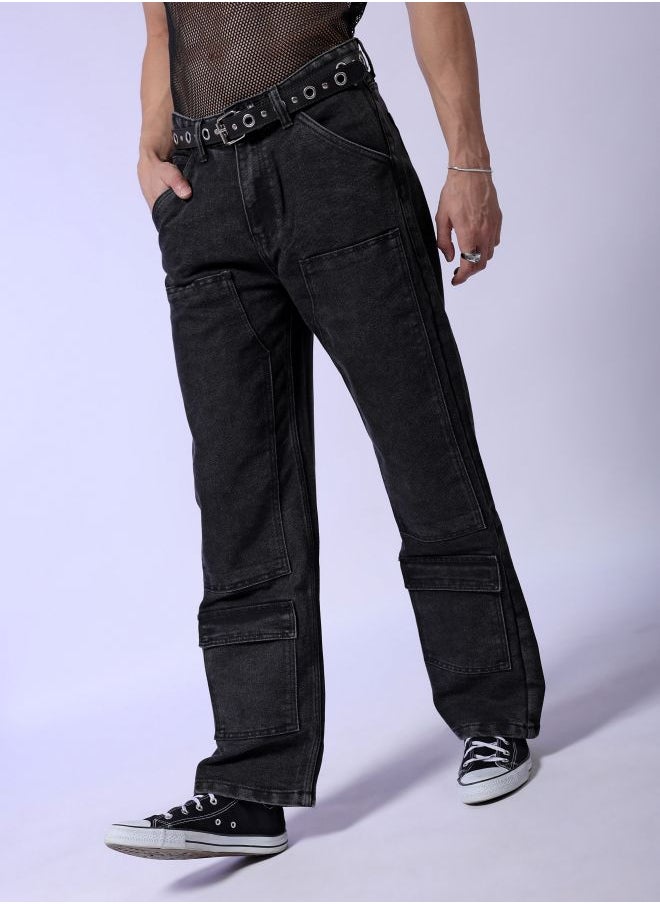 The Indian Garage Co Men Baggy Solid Mid-Rise Carpenter Utility Denim  - Image 3