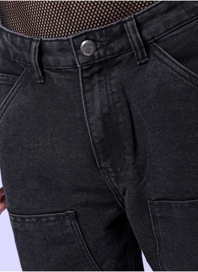 The Indian Garage Co Men Baggy Solid Mid-Rise Carpenter Utility Denim  - Image 4