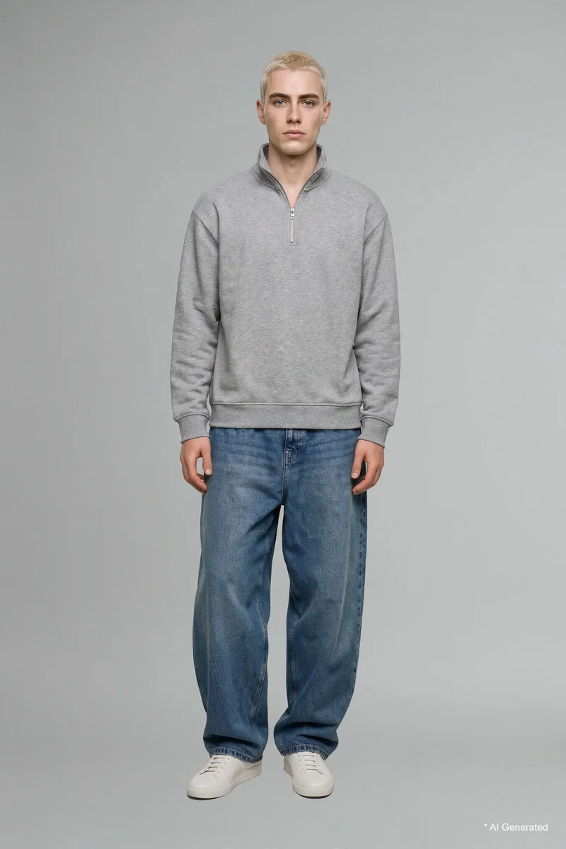 Baggy Fit Regular Hem Cotton Trousers