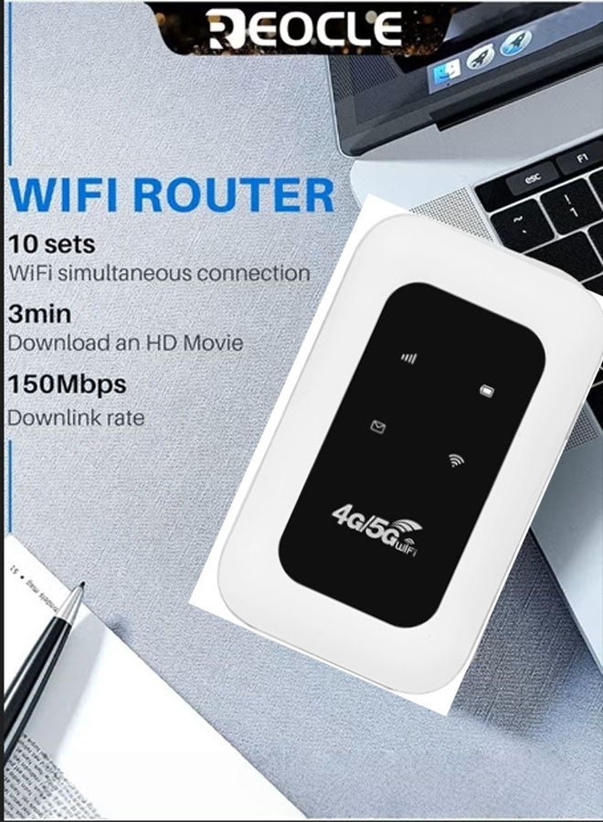 REOCLE Mobile 4G/5G LTE Wi-Fi Hotspot Device Pocket-sized Portable/Mobile Travel-Friendly Router (White) - Image 3