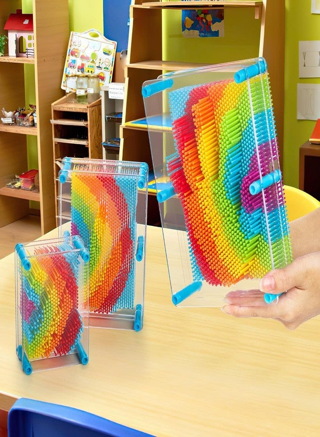Hacaroa 3 Pack 3D Pin Art Toy, Rainbow Plastic Pin Art Board Sensory Toys, Pin Impression Sculpture Needle Toy for Autistic Children, Kids, Adults, 3 Sizes - Image 4