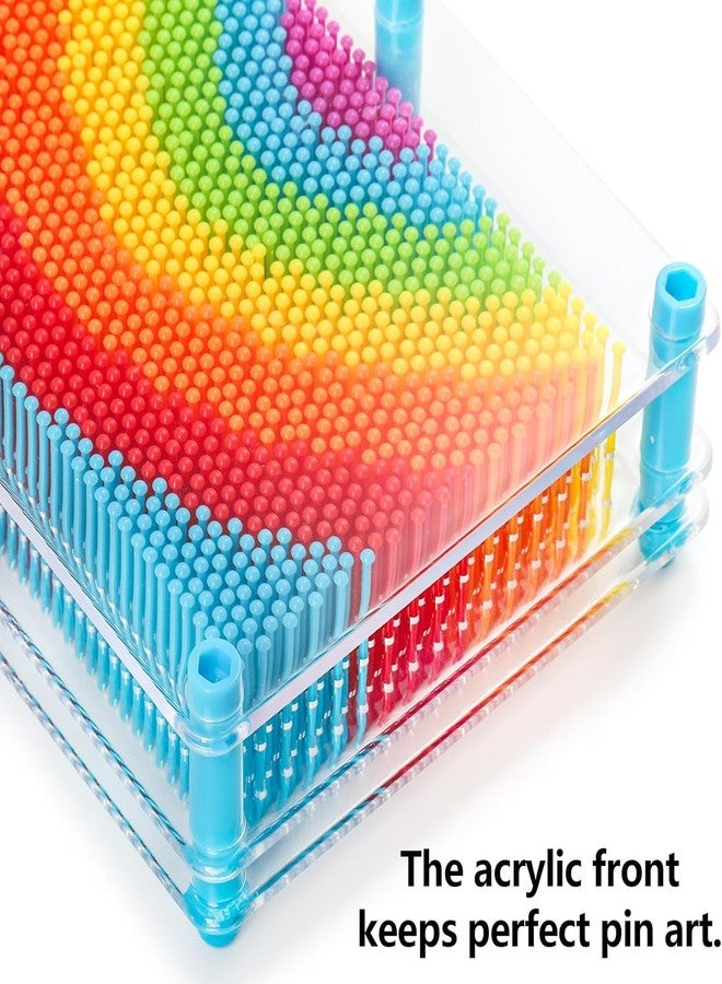 Hacaroa 3 Pack 3D Pin Art Toy, Rainbow Plastic Pin Art Board Sensory Toys, Pin Impression Sculpture Needle Toy for Autistic Children, Kids, Adults, 3 Sizes - Image 3