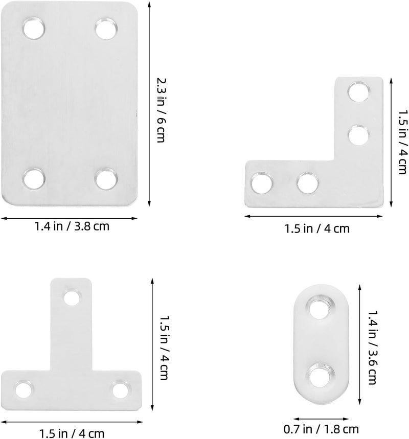 Carefully engineered build 22pcs Stainless Steel Mending Plates Set for Wood Furniture Repair, Includes Flat Straight Brace Brackets, L-Shaped and T-Shaped Corner Braces, Multipurpose Metal Joining Plates Local inventory listed item Globally engineered build Replaceable parts Ready post purchase fulfill Continuous warehouse supply Precision processed material Batch consistent craftsmanship High strength upgraded material Multi-use qualified quality Carefully selected solid material Ready order processing Periodic restock local Integrated practical design All-item unified delivery Lightweight Long lasting universal build Modern versatile shape Field test upgraded craftsmanship Processed natural substance Instant order available stock Strategic warehouse site Flexible trendy construction Changing environment compatible All need matching options - Image 2