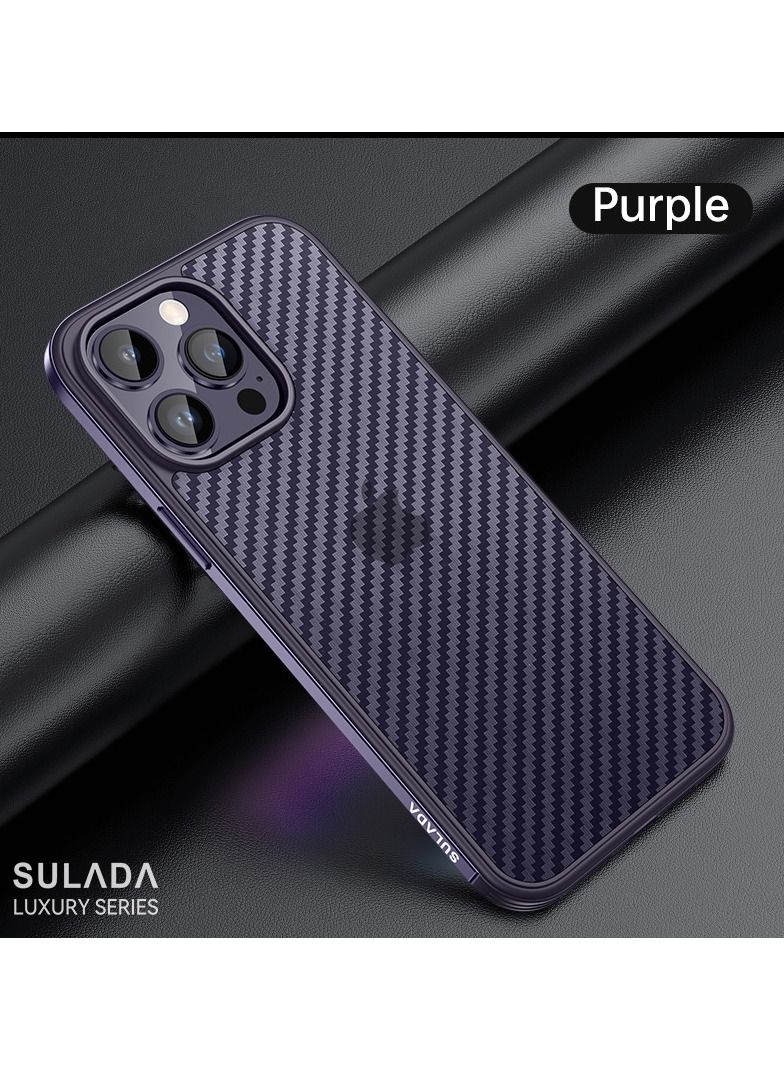 SULADA Case Compatible for iPhone 14 Pro Max Ultra-thin and Durable Carbon Fiber Cover for iPhone 14 Pro Shockproof Fall Proof Purple - Image 1