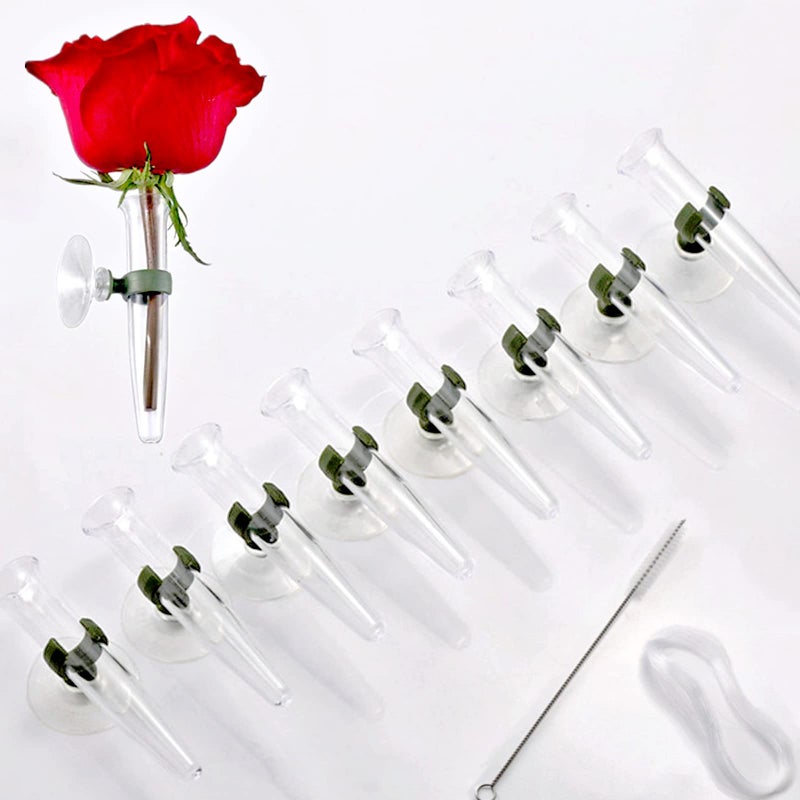 ALL SPECIAL ALL SPECIAL 8 pcs Flower Water Tubes - Clear Floral Tubes Wall-Hanging Floral Water Tubes Flower Tubes with Suction Cup Hydroponics Vases Plant Stand Wall-Mounted Vase Home Creative Wall Hanging Decor - Image 1
