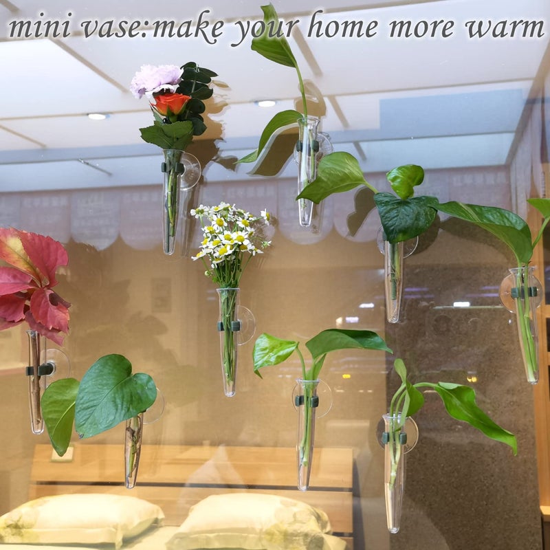 ALL SPECIAL ALL SPECIAL 8 pcs Flower Water Tubes - Clear Floral Tubes Wall-Hanging Floral Water Tubes Flower Tubes with Suction Cup Hydroponics Vases Plant Stand Wall-Mounted Vase Home Creative Wall Hanging Decor - Image 2