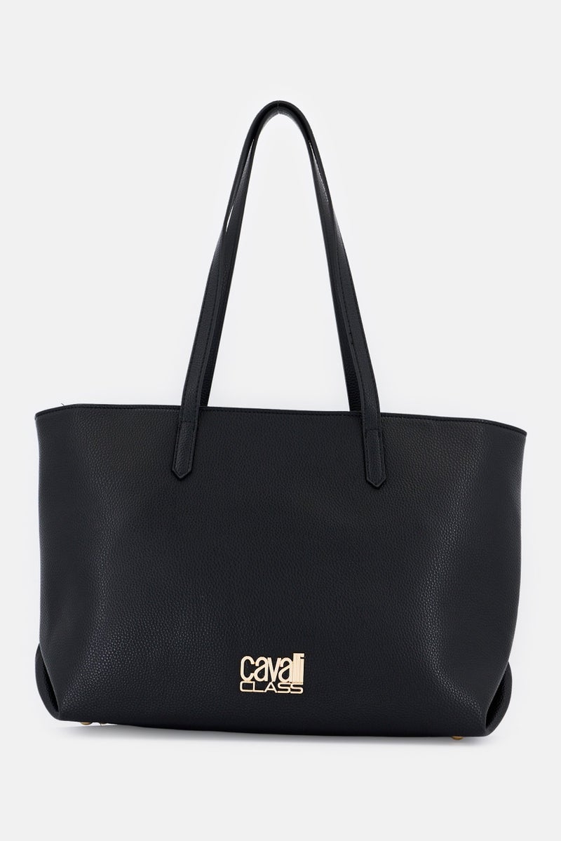 Cavalli Class Women Hardware Logo Tote Bag, Black  - Image 1