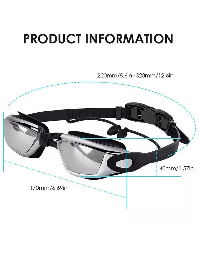 QUTOOB Professional Waterproof Swimming Goggles Mirrored Lens With ultra wide and clear view comes with plastic case Nose Clip And Earplugs All in one set anti fog swimming goggles - Image 5