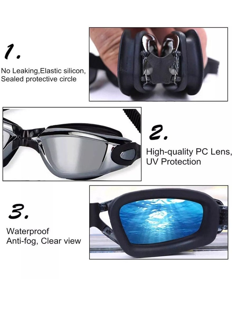QUTOOB Professional Waterproof Swimming Goggles Mirrored Lens With ultra wide and clear view comes with plastic case Nose Clip And Earplugs All in one set anti fog swimming goggles - Image 4