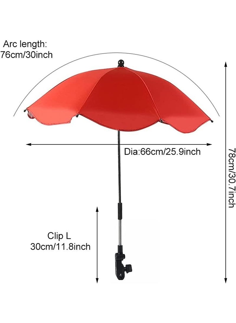 Detachable 360 ​​Degree Adjustable 66 cm Umbrella for Baby Stroller - Red