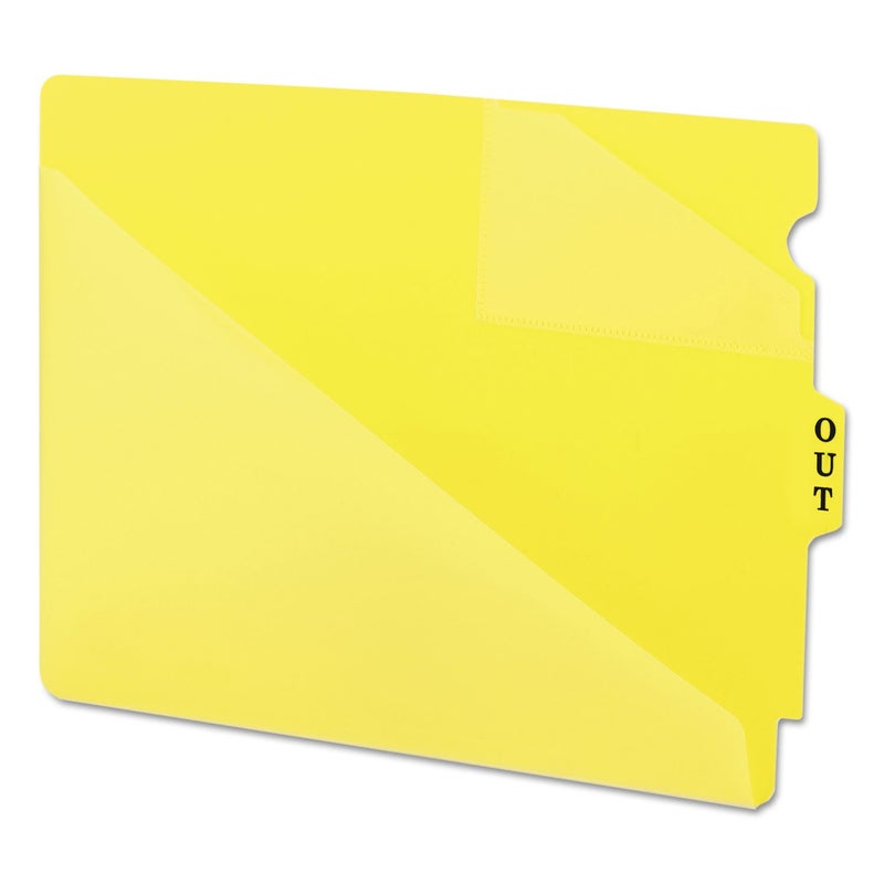 Smead End Tab Poly Out Guide, Two-Pocket Style, Center Position Tab, Extra Wide Letter Size, Yellow, 50 per Box (61966)