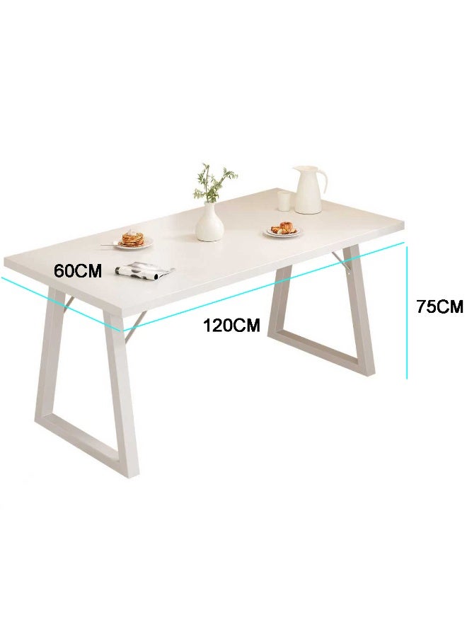 Dining Table for 4-6 People, 120x60cm Rectangular Kitchen Table with Metal A-Frame Legs, Multipurpose Home Office Computer Desk & Workstation, Large Gaming Table and Study Desk, White - Image 2