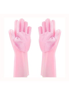 ANYM ANYM Silicone Dish Washing Hand Gloves For Kitchen Cleaning To Wash Plates Car Bathroom 1 Pair Light Pink 