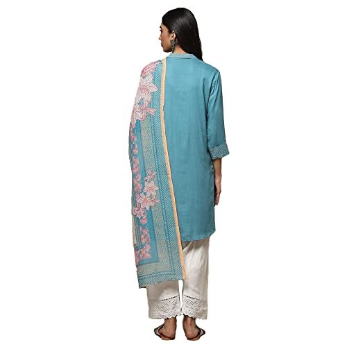 BIBA Women Rayon Solid Relaxed Salwar Kurta Dupatta(Skdlounge I8525_Turquoise_34) - Image 2