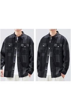 Jeep Men's Contrasting Denim Long Sleeved Casual Lapel Workwear Shirt Jacket  - Image 5