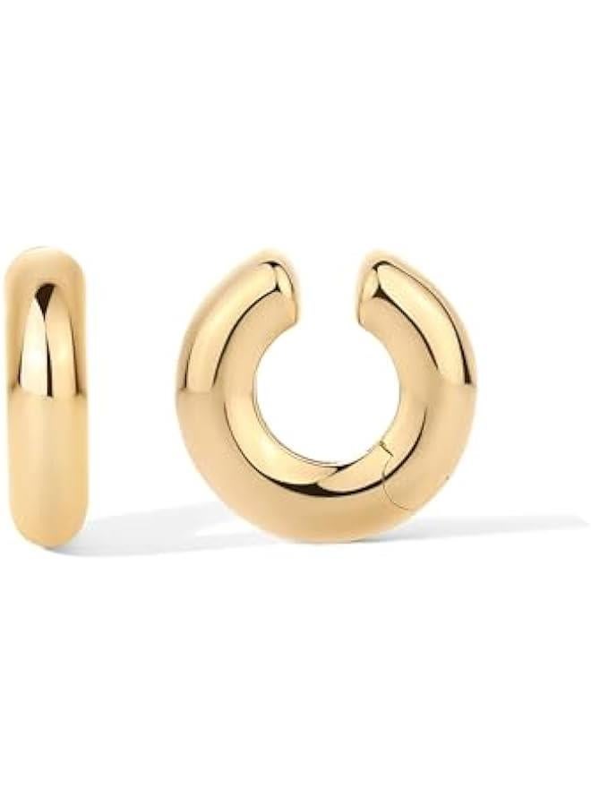 PAVOI 14K Gold Plated Chunky Tubular Hinged Earscape Ear Cuffs for Women | Statement Earring Pair - Image 1