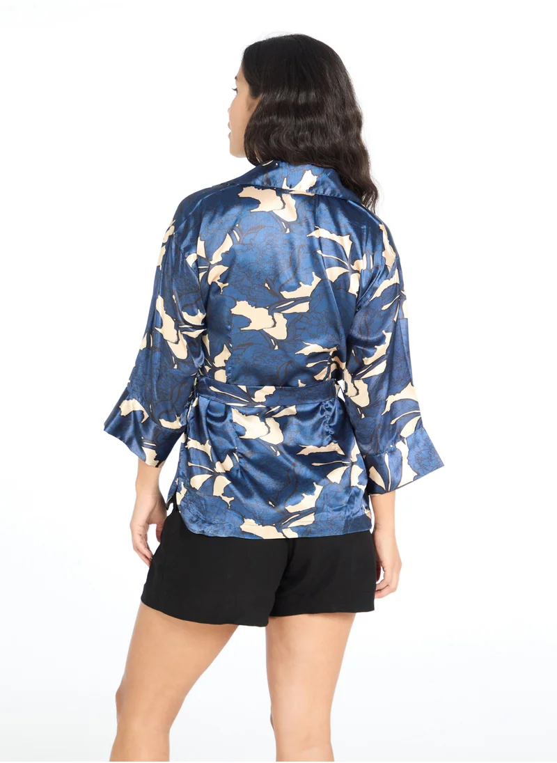 ذا ليبل لايف Floral Lapel Collar Shirt