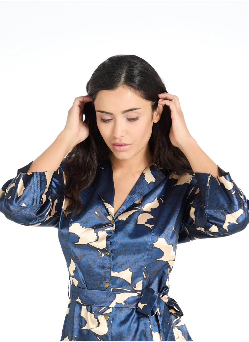 ذا ليبل لايف Floral Lapel Collar Shirt