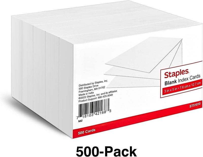 Staples 233593 3Inch X 5Inch Blank White Index Cards 500Pack 51010 - Image 2