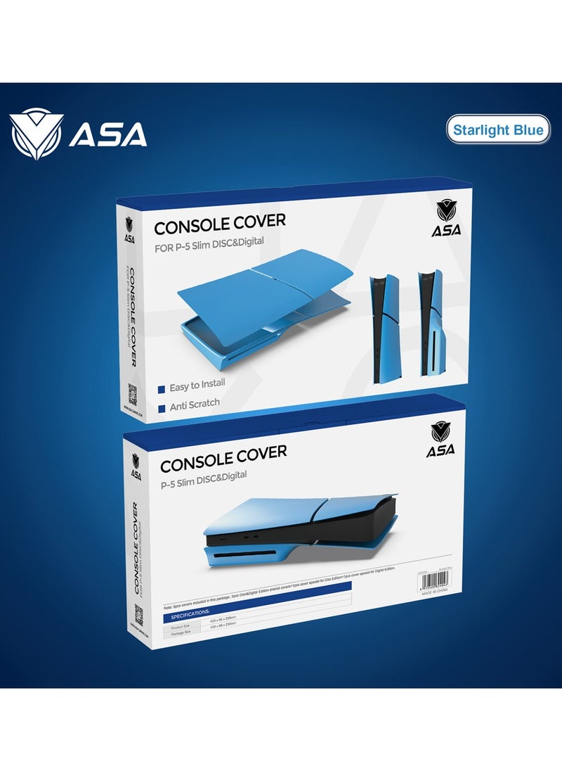 أيه أس أيه غلاف لجهاز PS5 Slim (قرص ورقمي)، غطاء ملصق كامل للجسم لجهاز Playstation 5 Slim، غطاء لجهاز PS5 Slim، غلاف بديل لجهاز PS5 Slim، لوحة غطاء واقية للوجه، سهل التركيب ومضاد للخدش والغبار  - Image 2
