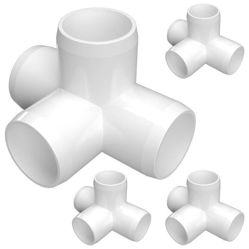 FORMUFIT 1-1/4” 4-Way Tee Furniture Grade PVC Fitting in White, Made in USA, UV-Resistant, Impact-Proof, 1.660” Actual Socket Diameter (Pack of 4) - F1144WT-WH-4 - Image 1