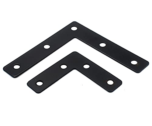 DGOL 20 Packs Two Sizes 3-1/8 inch and 2 inch L Black Flat Corner Braces with Screw, Picture Photo Frame Angle Bracket - Image 2