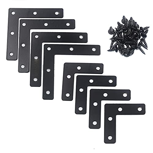 DGOL 20 Packs Two Sizes 3-1/8 inch and 2 inch L Black Flat Corner Braces with Screw, Picture Photo Frame Angle Bracket - Image 1