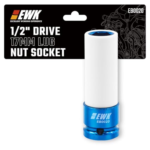 EWK 12 Inch Drive 17mm Lug Nut Socket Thin Wall Impact Wheel Socket With Non Marring Protective Sleeve For BMW Mercedes And Custom Rim Wheel Service - Image 1