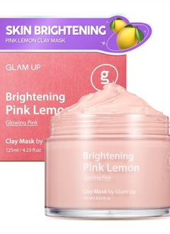 Glam Up Glam Up Brightening Pink Lemon Clay Mask | Gentle Exfoliating Hydrating Face Masks for Dark Spots | Brightening Pink Clay Mask for Dull Skin, Pore Cleansing Blackhead remover, Vegan Facial masks - (12  - Image 1