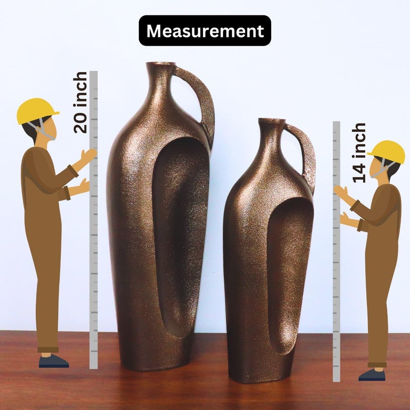 loosebucketPremium Westin SURAHI Aluminum Metal Vases Decorative Vase for Flower Plants Home Decor Office Living Room Bedroom Decor vases Showpiece Vase Unbreakable Big 20 14 Inches - Image 4