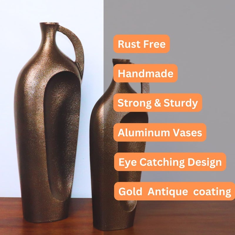 loosebucketPremium Westin SURAHI Aluminum Metal Vases Decorative Vase for Flower Plants Home Decor Office Living Room Bedroom Decor vases Showpiece Vase Unbreakable Big 20 14 Inches - Image 5