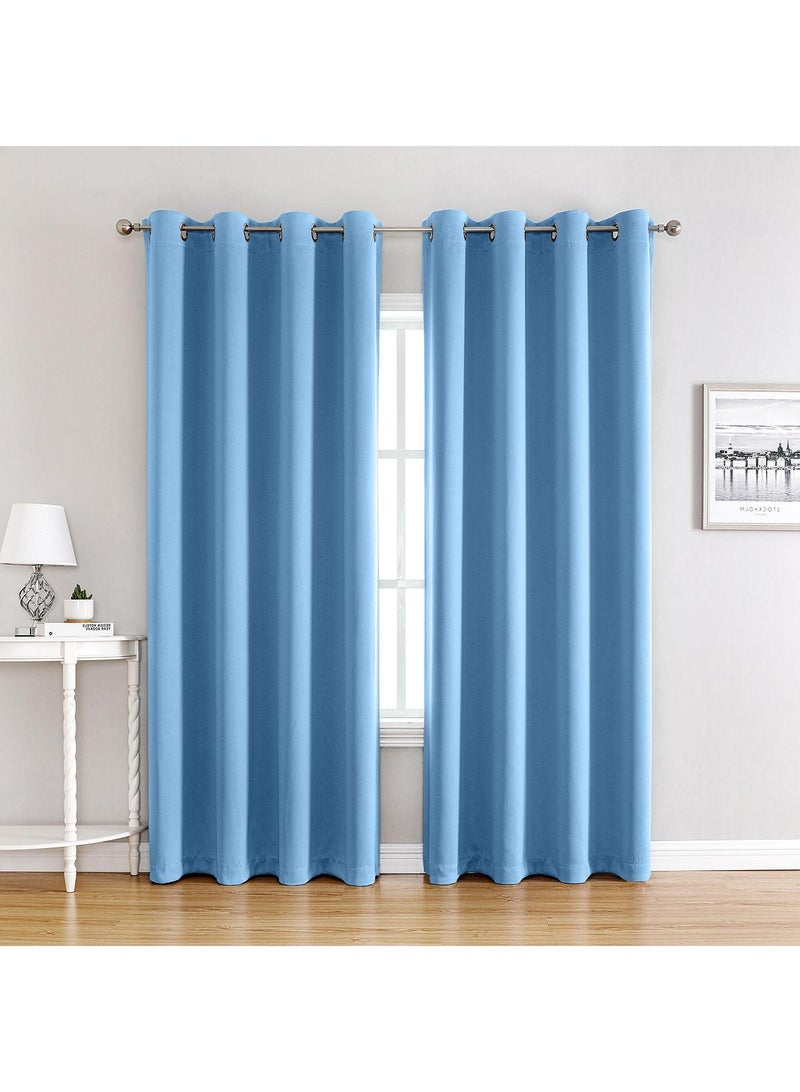 Bluejw 2-Piece Solid Color Blackout Outdoor Curtains Light Blue - Image 1
