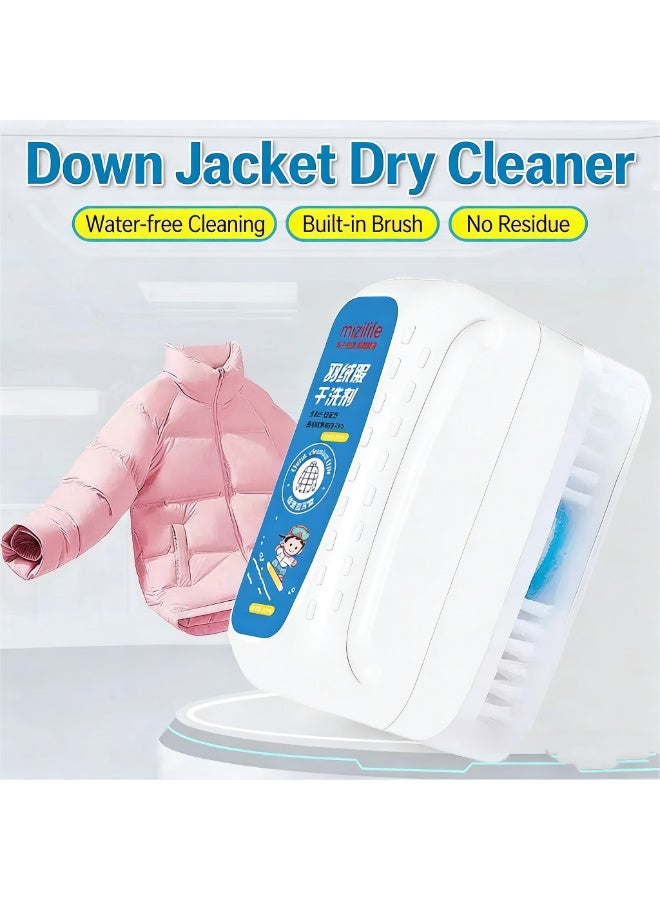 Mizi 120ml Dry cleaning agent with brush head, down jacket detergent dry cleaning agent, down jacket detergent dry cleaning agent down jacket laundry one wipe clean wash-free cleaning brush (2PCS) - Image 1