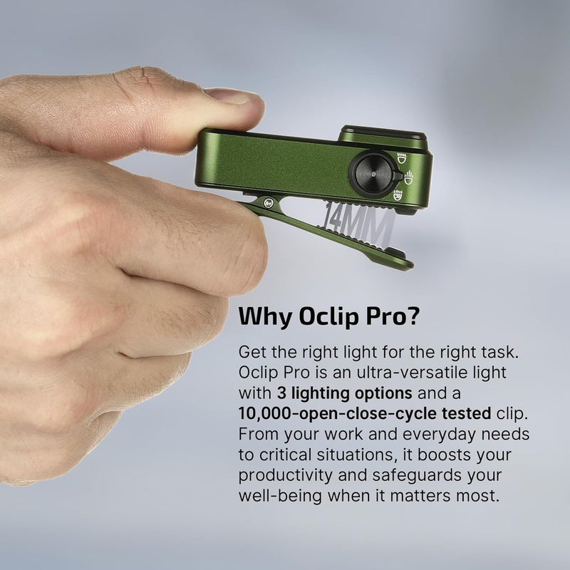 OLIGHT Oclip Pro 500 Lumens Clip-on Torch with Magnetic Base - USB-C Rechargeable EDC Lamp (OD Green) - Image 2