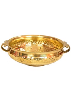 R&M RM Hammered Brass Uruli Bowl (9 X 3-inch, Gold) Festival Decoration Rameshwaram Marble Flower Decor Bowl  - Image 1