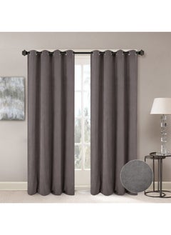 DANUBE HOME Meadow Set Of 2 Jacquard Curtains Elegant Window Drapes for Living Room, Bedroom, And Dining Room Soft, Stylish, And Room Darkening Curtains 140X300Cm Grey 