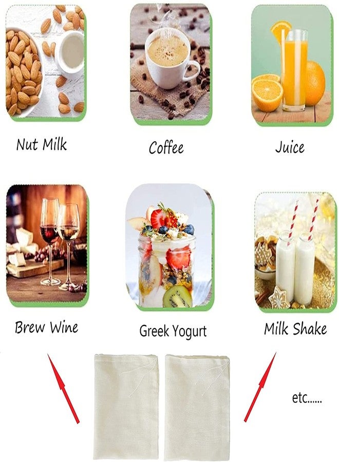 AOUXSEEM Cheesecloth Bags for Straining,Reusable Cold Brew Coffee Cheese Cloths Strainer,Large Nut Milk Tea Juice Bag,100% Natural Cotton Fine Mesh Filter Bags (Large, 8 Pack) - Image 5