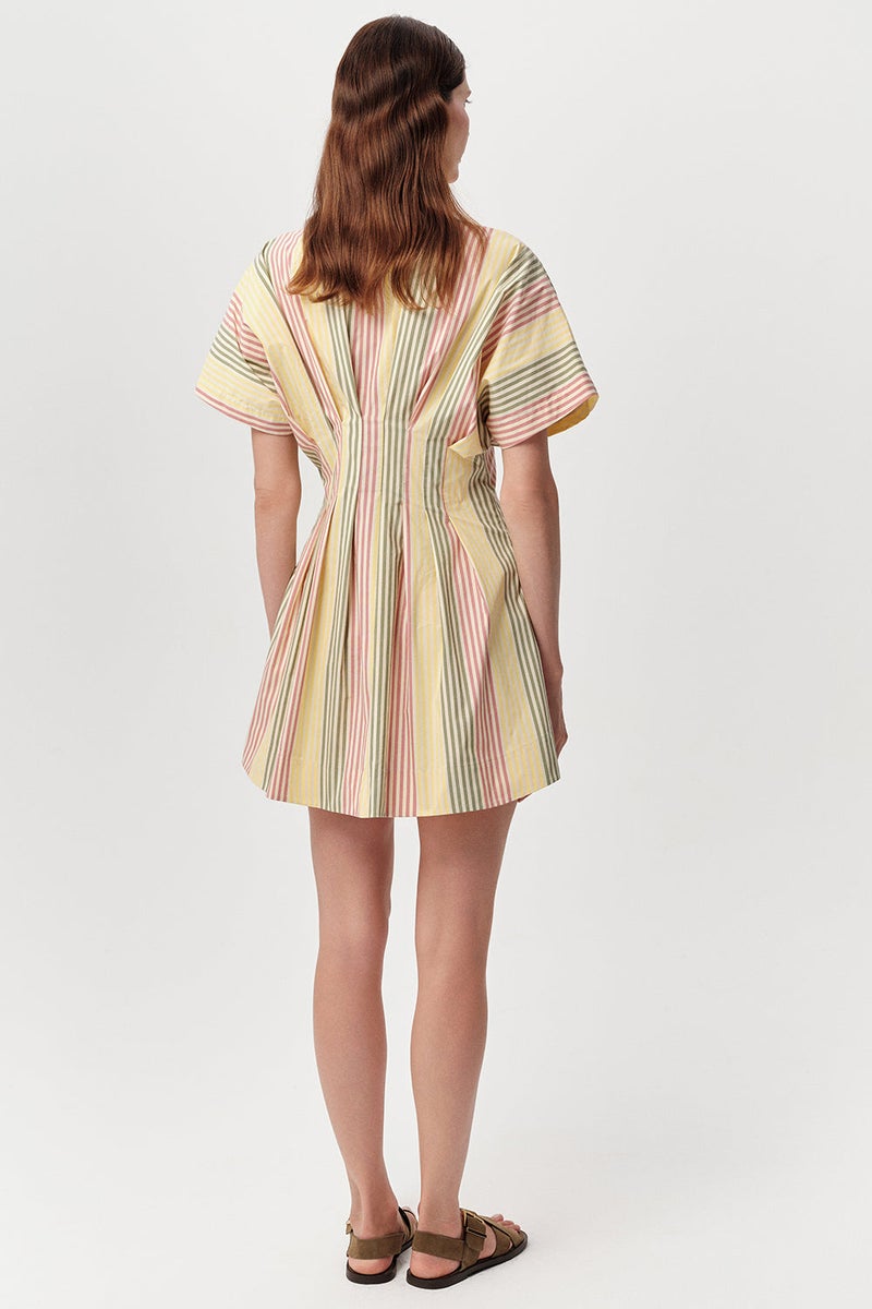 EXQUISE V-Neck, Waist-Fitting, Buttoned, Pocketed, Regular Mini Dress in Multicolor - Image 3