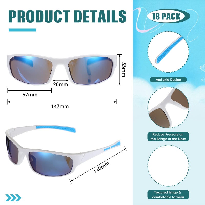Leumoi 18 Pairs Polarized Sports Sunglasses, Tactical Running Sunglasses, Flexible Frame Driving Shade Motorcycle Glasses for Men Women Youth, Assorted Colors - Image 2