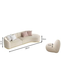 بوبينز هوم طقم أريكة Poppins HOME من قماش بوكل أريكة الشمال الحديثة تصميم أنيق لغرفة المعيشة (الذراع الأيمن)  - Image 4