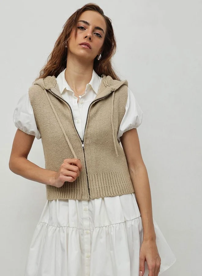 STREET 9 Beige Hooded Pullover for Women