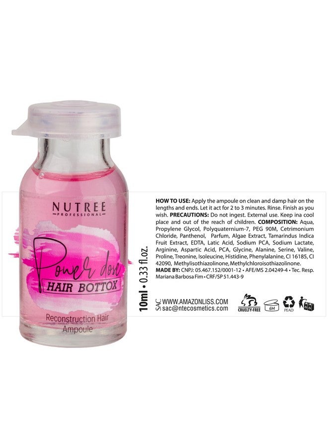 Nutree Professional Hair Brasil Power Dose Reconstruction Hair Ampoule 0.33 Oz Provides Longterm Hydration Eliminates Split Ends Gives Volume - Image 2