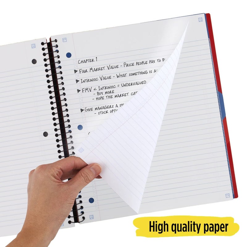 Five Star Advance Spiral Notebook Plus Study App, 3 Subject, College Ruled Paper, 11" x 8-1/2", 150 Sheets, With Spiral Guard and Movable Dividers, Fire Red, 1 Count (73134) - Image 5
